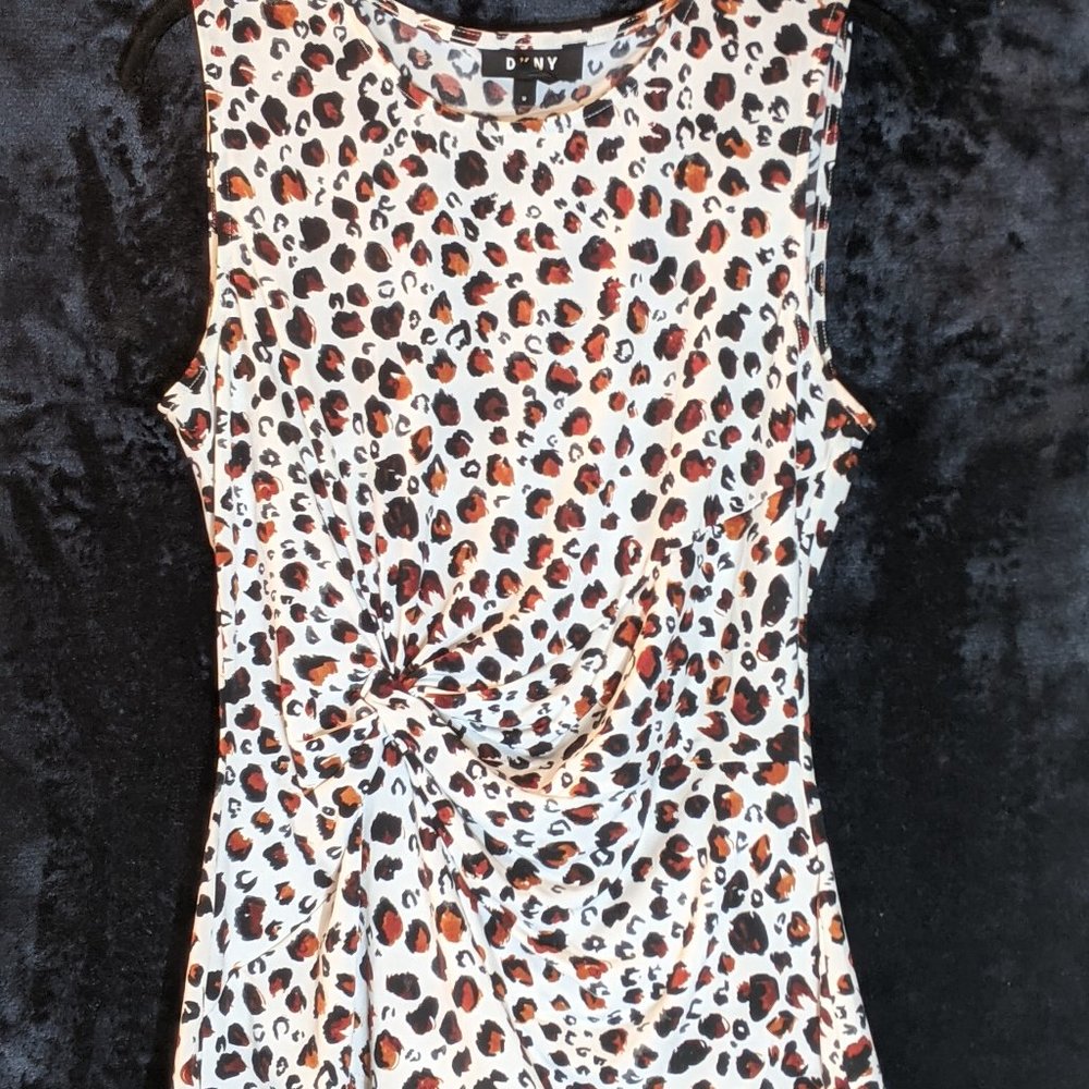 DKNY Leopard Print Sleeveless Blouse